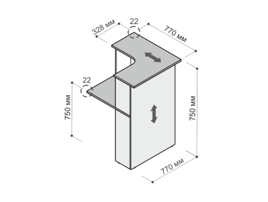 Стойка ресепшн Партнер угловая ЛЕВАЯ &mdash; Аэлита