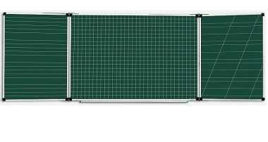 Доска трехэлементная (5 рабочих поверхностей) магнитно-меловая с разлиновкой  &mdash; Аэлита